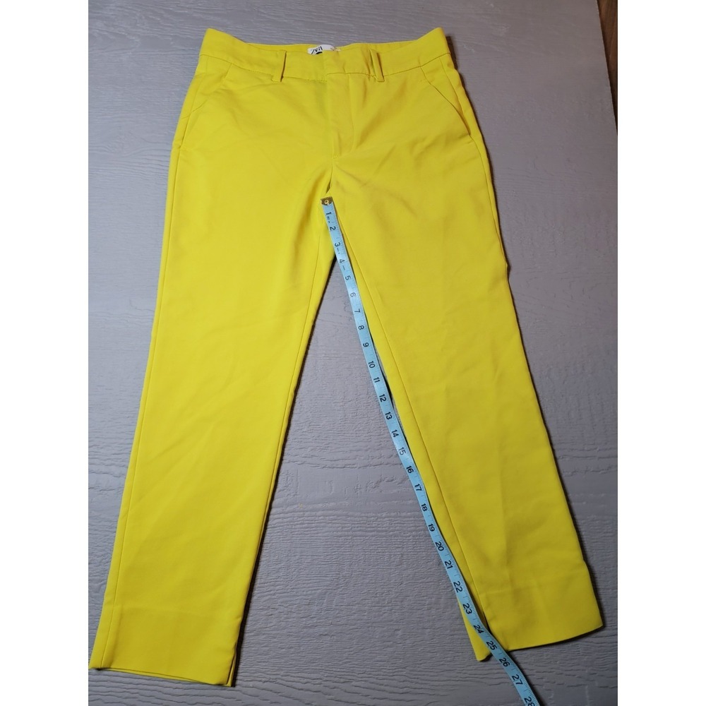 Zara Neon‎ Yellow Dress Pants Size 6 With Small Slit On The Bottom Of Each Legg